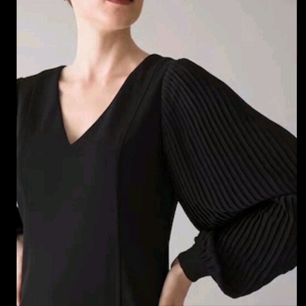 White House Black Market Sweater Dress Pleated‎ Sleeve Sz LG New Years Eve!!!